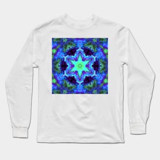 Psychedelic Mandala Flower Green Blue and Purple Long Sleeve T-Shirt